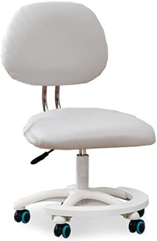Ergonomischer Kinder-Schreibtischstuhl, Computerstuhl für Mädchen, Kinder, Studenten, Büro, höhenverstellbar, abnehmbare Fußstütze und Lordosenstütze (Farbe: Weiß, Größe: ohne Arml