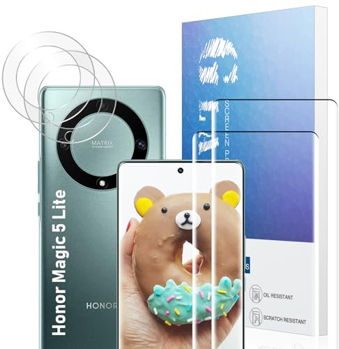 Protector de Pantalla para Honor Magic 5 Lite Pantalla Completa Curva 2+2 Unidades, Anti-rasguños Cristal Templado, Templado película Protectora, Advanced HD Fingerprint Free