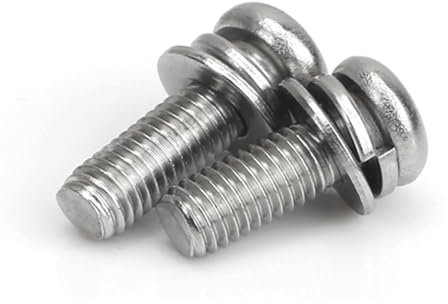 2/5/10 Stück M5 M6 M8 M10 Rundkopf-Maschinenschraube mit Unterlegscheibe/Federscheibe 304 Edelstahl Flachkopfschrauben-Kombination (Color : 30mm, Size : M8-2pcs)