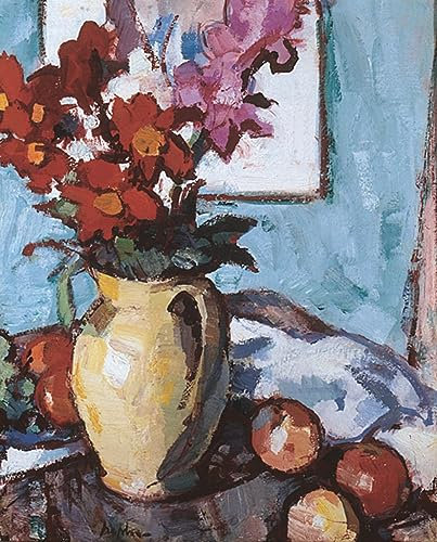WACTWJNA Klassisches Ölgemälde Moderne Kunst Poster Wandkunst Bilderdruck Dahlien Und Gladiolen Von Samuel John Peploe Wand-Kunst Bild für Wohnkultur 60x90cm