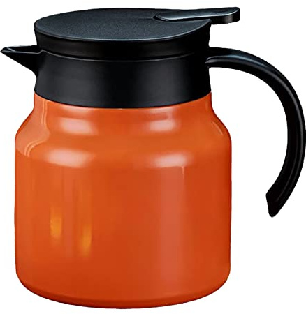 JTLB Théière Isotherme en Acier Inoxydable, séparation de l'eau du thé, Conservation de la Chaleur pour la Maison, 1000 ML (Orange)