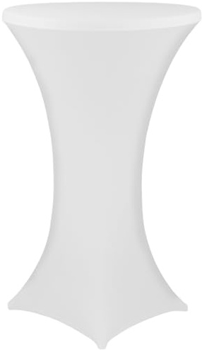 NYVI Stehtischhusse NYVIGala Weiß Ø 60-65 cm - Elastische Premium Stretchhussen für gängige Bistrotische & Stehtische - Dehnbarer Tischüberzug