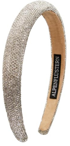 Alpenflüstern Trachten-Haarreif Glitzer breit - Damen Haarschmuck, Haarband rutschfest fürs Dirndl (klar) ADV149