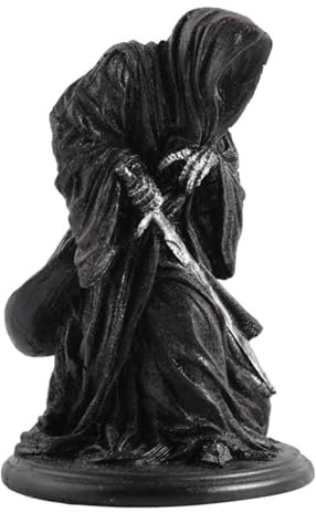 Statua in resina di Sensenmann – Interno gotico, in resina gotica con abito nero | Ornamento scuro, statuetta di casa infestata con falce