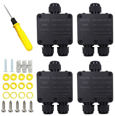 4 Stück IP68 Abzweigdosen Wasserdicht - 3-Wege Outdoor Kabelverbinder