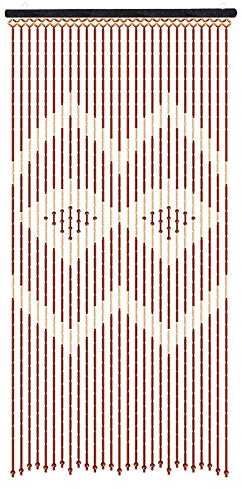 Tyvotrend Cortina de Bambú para Puerta, 27 Hebras de Cuentas de Madera, Separador de Espacios para Salón, Dormitorio, Patio, 90 X 175 cm