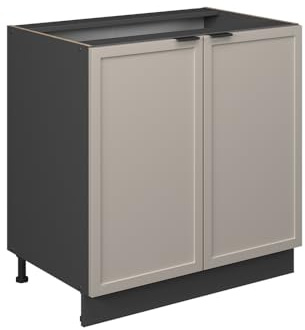 Vicco Mueble bajo de Cocina Fame-Line, GrisBeige/Antracita 80 cm | Frente de MDF · Sin encimera · Patas regulables en altura · Tiradores de metal · Cierre suave