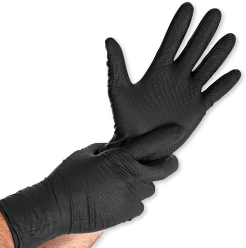 50 Stück Hygostar Nitrilhandschuhe Power Grip Long | puderfrei, Packung, schwarz, 11/XXL, L: 30cm, Nitrilhandschuhe, Einmalhandschuhe, Einweghandschuhe, Gastronomiehandschuhe, Industriehandschuhe