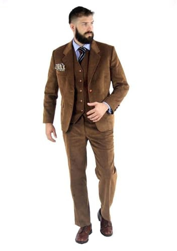 Lacoac Uomo Tre Pezzi Abito di Velluto a Coste Monopetto Bottone Giacca Gilet Pantaloni Set Partito Prom Matrimonio