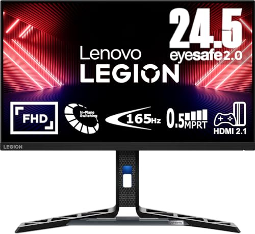 Lenovo Legion R25i-30 Monitor Gaming 24.5 FHD (1920x1080), IPS, 0.5ms, 165Hz (Overclock 180Hz), Altoparlanti, Regolabile, AMD FreeSync Premium, HDMI 2.1 + DP