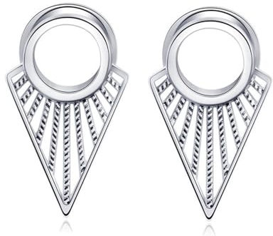 Tolldek 8mm Flesh Tunnel Set Formen 2er, Hohl Dreieck Tunnel Ohrring Set, Edelstahl Silber Ohrringe Damen Piercing Schmuck