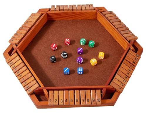 Shut The Box Game For 6 Player - Wooden Board Game With Dice, Wooden Table Game, Dice Games, Travel Game Wooden Board STEM Learning Traditional Family Game For Kids, Birthdays, New Year