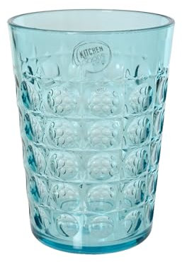 Bicchiere da 12 cm, in plastica, motivo a fantasia, per la primavera e l'estate, colore: blu trasparente