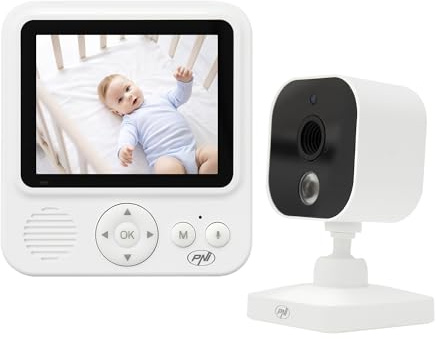 PNI Monitor de Video para bebé BM280 Pantalla de 2.8 Pulgadas inalámbrico 2.4 GHz, Sensor de Temperatura, VOX, visión Nocturna, función de Zoom, Canciones de Cuna