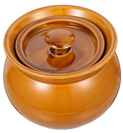 Holibanna Olla De Cerámica Para Estofado 500 Ml Color Marrón, Tarro De Sopa Doméstico Calentamiento Uniforme, Aislamiento Térmico, Utensilio Multifunción Para Cocina Casera, Vajilla Para Sopa
