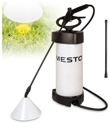 MESTO Flori Organic Drucksprühgerät 5L Set inkl. MESTO Verlängerungsrohr 45cm | Drucksprüher 3 Bar | Sprühflasche Garten | Pumpsprühflasche für essigsäurehaltigen Pflanzenschutz & Unkrautvernichter