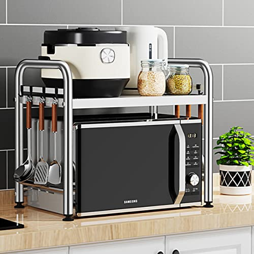 Étagère multifonction multifonction en acier inoxydable pour micro-ondes et grille-pain – Solution de rangement de cuisine peu encombrante pour nization d'épices et de plats