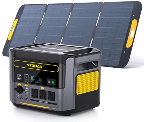 VTOMAN 1000W Solar Generator Kit with 400W Panel - 828Wh LiFePO4 Battery, Portable Power Station Expandable to 2376Wh, 0-80% in 1H Fast Charge, 100W USB-C for Camping, RV, Off-Grid, Emergency Backup