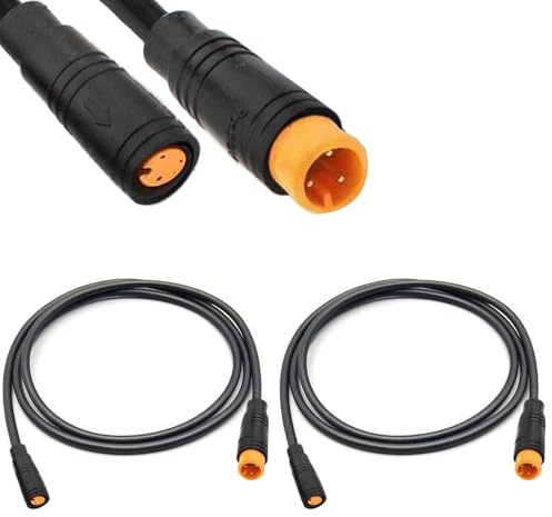 RUNCCI-YUN 2Pcs Ebike 3 Pin Waterproof Extension Cable Connector e-bikes male and female Plug Wire,3 pin cable connector,for electric bike light,Throttle,Ebrake-150cm M8