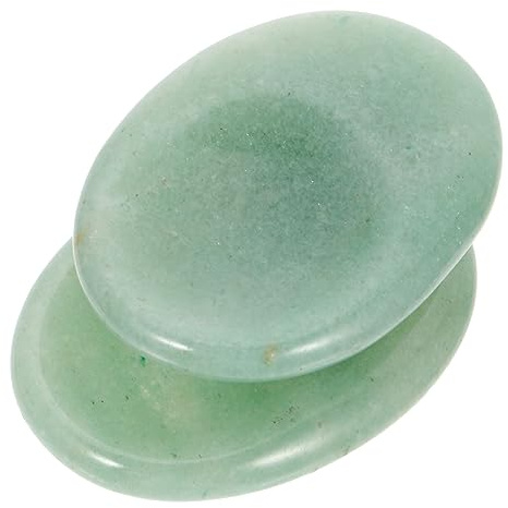 GALPADA 2Pcs Natural Green Aventurine Thumb Stone Portable Oval Crystal Scraping Plate for Anxiety Relief Stress Massage Skin Elasticity Improvement Relaxing Therapy for Neck Face Hands