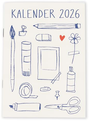 Eine der Guten Terminkalender A6 - Kalender 2026, mini Monatsplaner & Notizbuch, kleiner Softcover Taschenkalender Terminplaner, Creme Blau, klimaneutral, FSC Papier