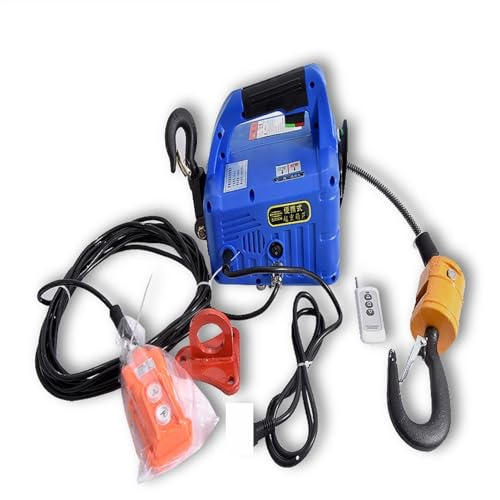 Cabrestante eléctrico, 1500W 3 en 1 elevador eléctrico Control remoto Control de tracción Mini polipasto Máquina tensor colgante 10 0KG / 200KG / 300KG / 500KG(200 Kg)