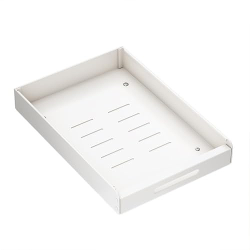 Thaookte Telescopic Drawer, Pull Out Drawer Storage Shelves for Kitchen Cabinets, Extendable Drawer (16.92x13.77x2.36 inch), No Drilling or Nailing Required, White