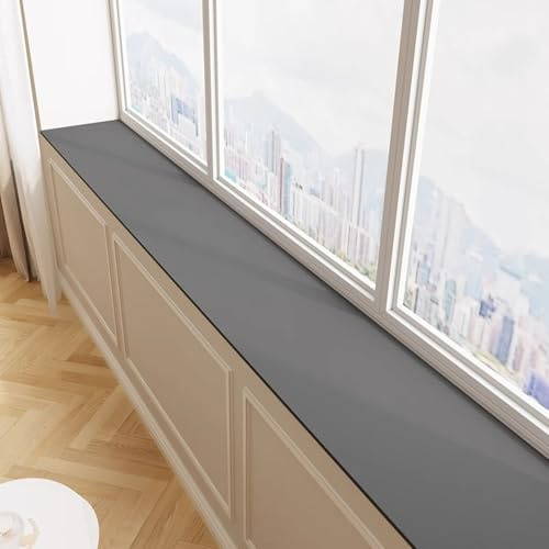 Alfombrilla para El Alféizar de La Ventana Tapete Recortable para Alféizar de Ventana de 50 a 250 cm de Largo, Cojín para Asiento de Ventana Salediza(Dark gray,200x25cm(79x10))