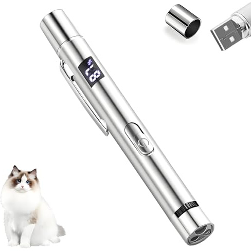 Jouets interactifs pour chats, chasseur de chat multifonction, fonction 7 en 1, stylo lumineux LED rechargeable par USB, outil d'entraînement pour chat