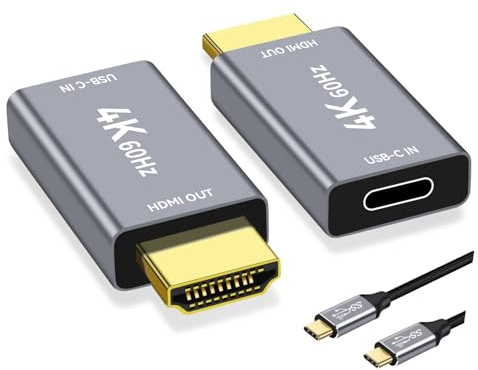 USB C Female to HDMI Male Adapter with 3.3FT USB Video Cable, 4K@60Hz Uni-Directional USB Type C Source to HDMI 2.0 Display Converter Thunderbolt 3/4 to HDMI for i-/Phone 17, MacBok, Galaxy - 1 Pack