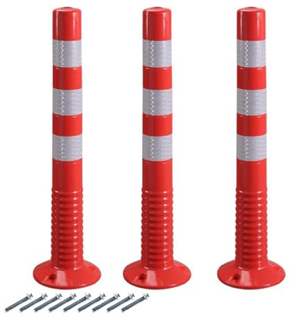 Cone de Chantier en TPU, Cone de Signalisation, Portable, avec Bandes Réfléchissantes, pour Parkings, Sécurité Routière et Chantiers (lot De 3)(White)