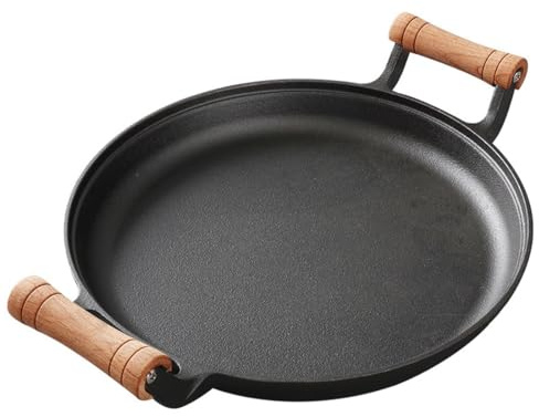 Padella rotonda da 30 cm con manici, padella, padella in ghisa, piastra per barbecue per griglia a gas, griglia a carbone e la maggior parte dei forni