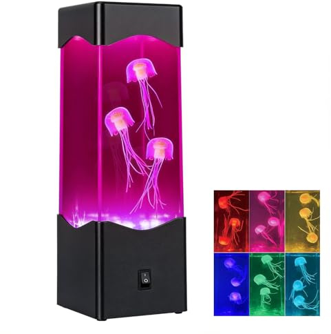 Quallen Lampe Lavalampe, LED Quallenlampe Jellyfish Lamp mit Farbwechsel, 23x7.5x7.5cm Wasserdichte Quallen Aquarium Stimmungslampe, Deko für Wohnzimmer, Geschenk für Männer Frauen Kinder Erwachsene