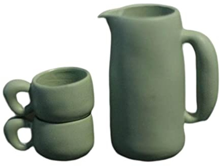 Zxpjkyu Juego de Té en Miniatura para Casa de Muñecas 1/12, Tetera, Accesorios, Vajilla de Metal en Miniatura, Ideal para Decoración de Cocina, Artículo, Verde