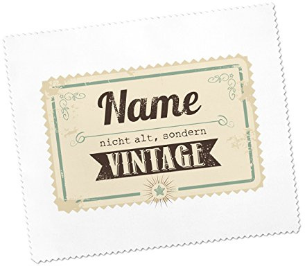 Herz & Heim® Brillenputztuch mit Wunschnamen - Motiv: Nicht alt, sondern Vintage