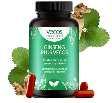 Vitaminas para el Cansancio - Ginseng Plus - 30 Cápsulas - Ayuda a Incrementar las Capacidades para Memorizar y Aprender - Complemento Alimenticio con Ginseng
