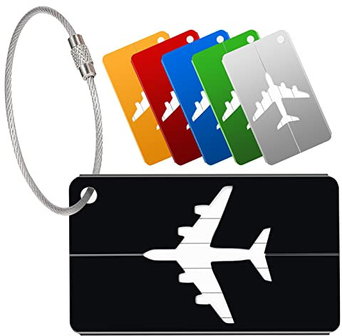 Yizhet 6 Stück Kofferanhänger Koffer Aluminium Gepäckanhänger Kofferanhänger mit Adressschild Edelstahlkabel Wasserdichte PVC Gepäck Handtasche Tag Koffer Tasche Etiketten Name Adresse Schilder