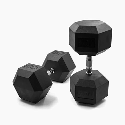 SUPRFIT - Hexagon Kurzhanteln paarweise mit gummiertem Eisenkern - Fitness Gewichte Hanteln 1-50 kg mit rutschfestem Chromgriff - Premium Kurzhantel Set für Calisthenics, Krafttraining & Crossfit