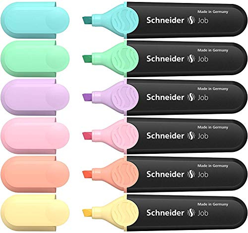 Schneider Job 150 Textmarker (nachfüllbar und lichtbeständig) 6er Etui (Sortiert Pastel, 6er Etui)
