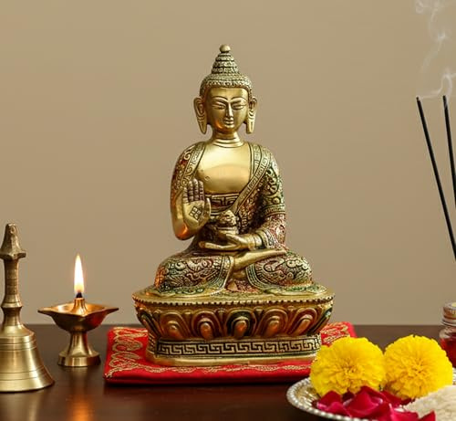 StonKraft Meditierender Buddha-Figur, 17,8 cm, Messing | Murti