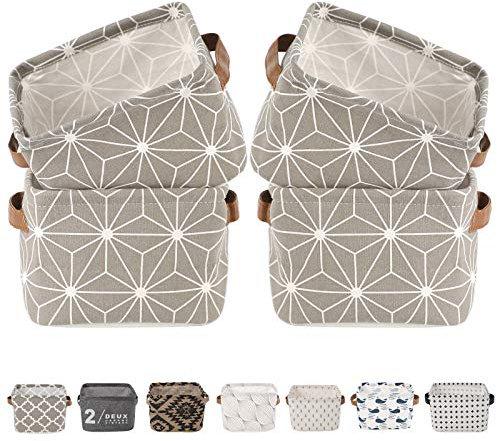 LessMo 4 Pack Storage Baskets, Collapsible Mini Storage Boxes, Canvas Fabric Waterproof Storage Bins made from Cotton and Linen, for Toys, Bathroom, Closets, Playroom (GALAXY, Thin/waterproof)