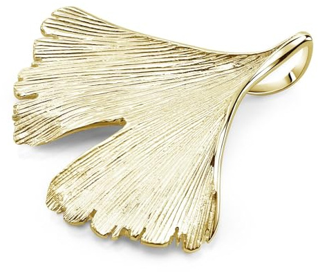 Gingko Blatt Schmuck Anhänger Damen 925 Silber wahlweise mit Kette KA-277 | Großer Kettenanhänger Gingkoblatt 35 x 34mm aus 925 Sterling Silber rhodiniert oder vergoldet von MATERIA by Matthias Wagner