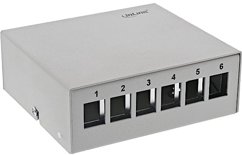 InLine® Patchfeld-Dose Aufputz für 6X Keystone RJ45, Metall, lichtgrau RAL7035