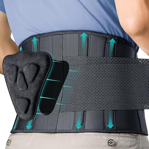 FEATOL Back Brace for Men Lower Back, Lumbar Support Belt- Back Pain, Adjustable Support Straps with Removable Lumbar Pad for Heavy Lifting Work, Black, Plus Size L/XL