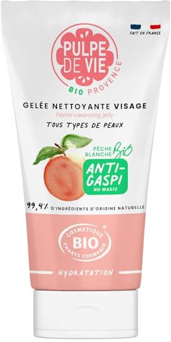 Pulpe de Vie - Gelée Nettoyante Visage THE Cleanser 150ml - Anti-gaspi ! Pêche - Mousse Gourmande pour Peau Douce - Routine Visage - Tous Types de Peaux