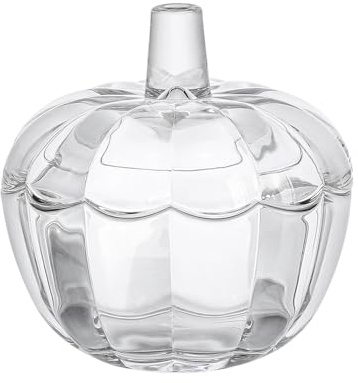 123Arts Sucrier en verre cristal en forme de citrouille avec couvercle