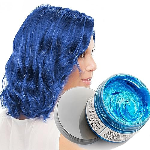 Hair Colour Wax, Temporary Hair Dye Wax 120g, Natural Matte Hairstyle Washable Hair Wax for Party, Cosplay, Halloween, Christmas (Blue)
