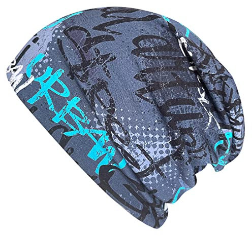 Wollhuhn Kinder Beanie – Zweilagige Longbeanie aus Jersey, wendbar & weich – innen grau – Handmade in Deutschland – ganzjährig (DE/NL/SE/PL, Numerisch, 52, 54, Skater Blau)