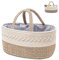 YEONHWA Organizador de pañales para bebé, cesta de almacenamiento de cuerda tejida de algodón, asa portátil con compartimentos grandes para cambiar, color beige crema