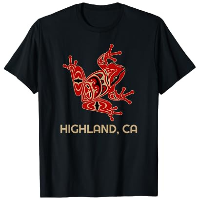 Highland CA Red-Frog PNW Art Amérindien T-Shirt